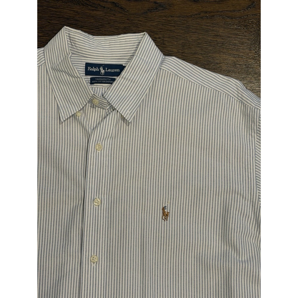 Polo Ralph Lauren Button Up Oxford Shirt Mens 17 1/2 34 Striped Yarmouth